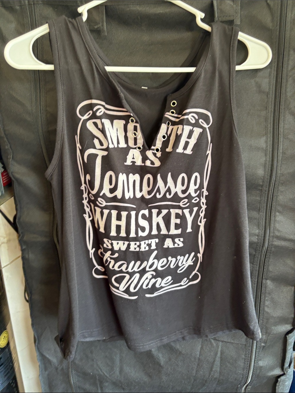 Black Graphic Tank Top - Tennessee Whiskey Strawberry Wine